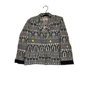 Vintage Guatemala Indigenous Blazer Buttons EUC Sz M Women’s Tribal Black Cream
